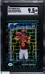 Jayden Daniels 2024 Donruss Optic Green Velocity Prizm #248 SGC 9.5