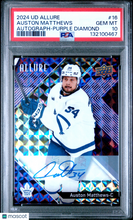 Load image into Gallery viewer, Auston Matthews 2024 Upper Deck Allure Autograph Purple Diamond #16 1/10 PSA 10
