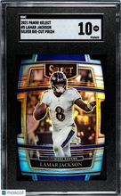Load image into Gallery viewer, Lamar Jackson 2021 Panini Select Silver Die Cut Prizm #5 SGC 10
