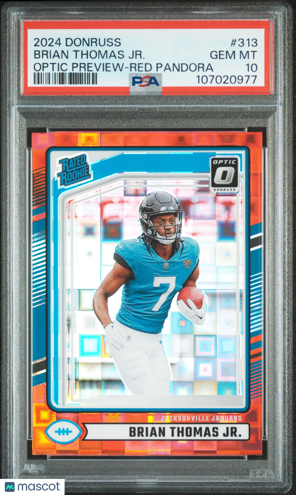 Brian Thomas Jr. 2024 Donruss Optic RR Preview Red Pandora #313 PSA 10