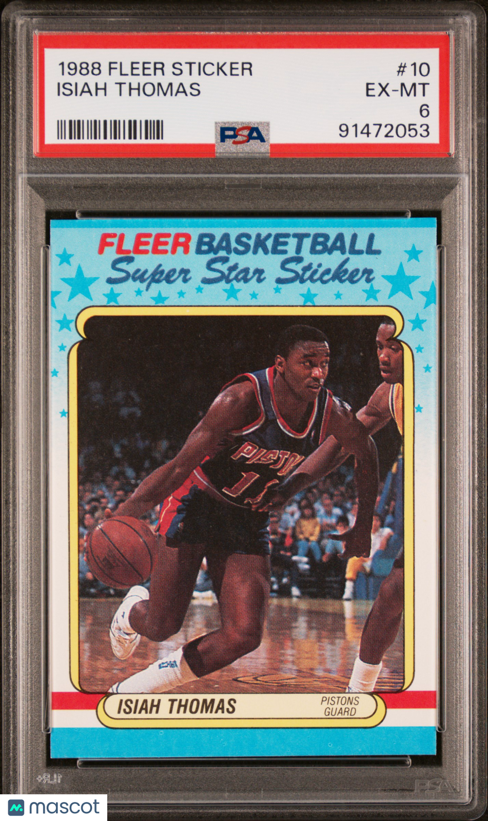 Isiah Thomas 1988 Fleer Sticker #10 PSA 6