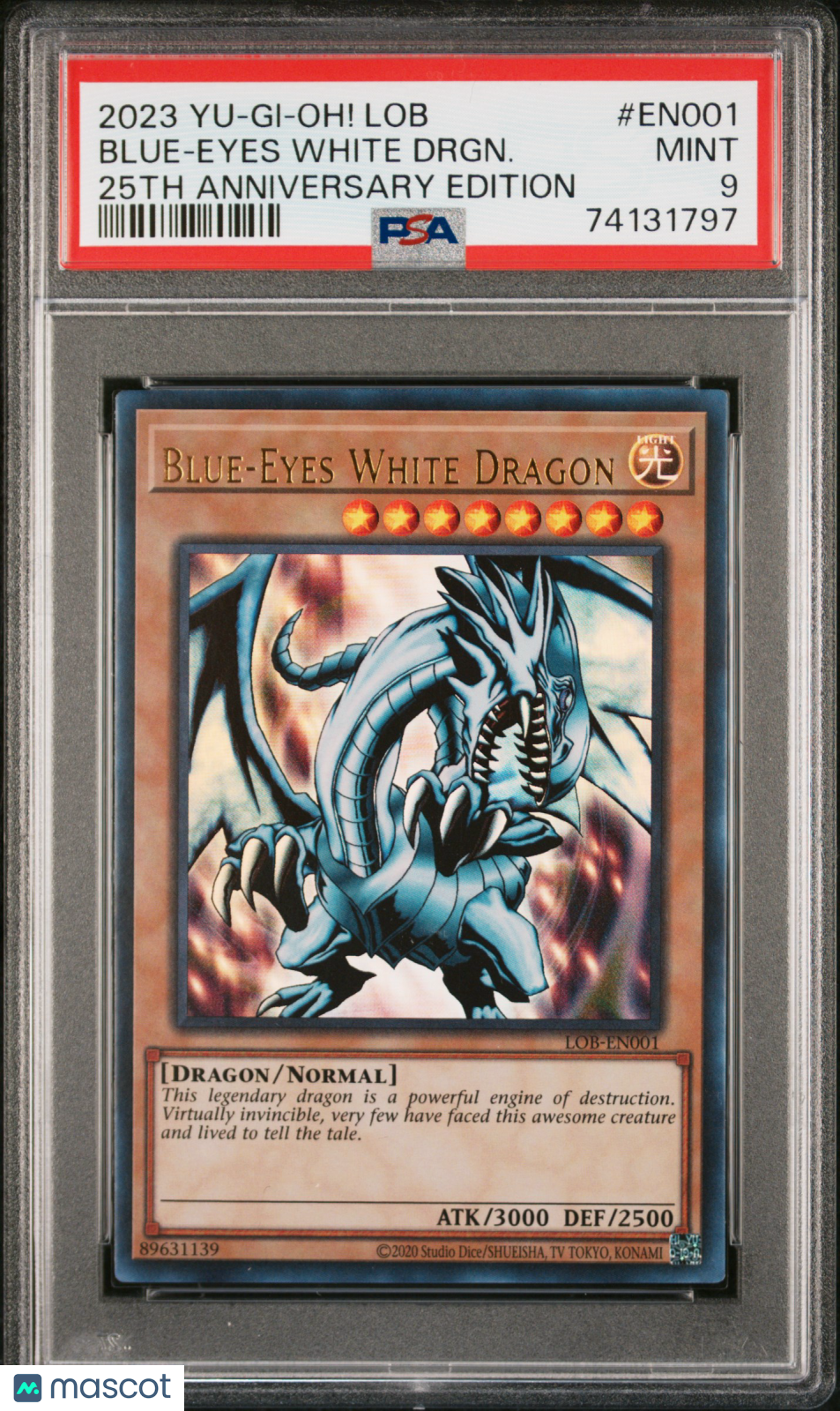 Blue-Eyes White Dragon (25th Anniversary Edition) #LOB-EN001 PSA 9
