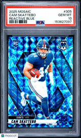Cam Skattebo 2025 Panini Mosaic Reactive Blue #305 PSA 10