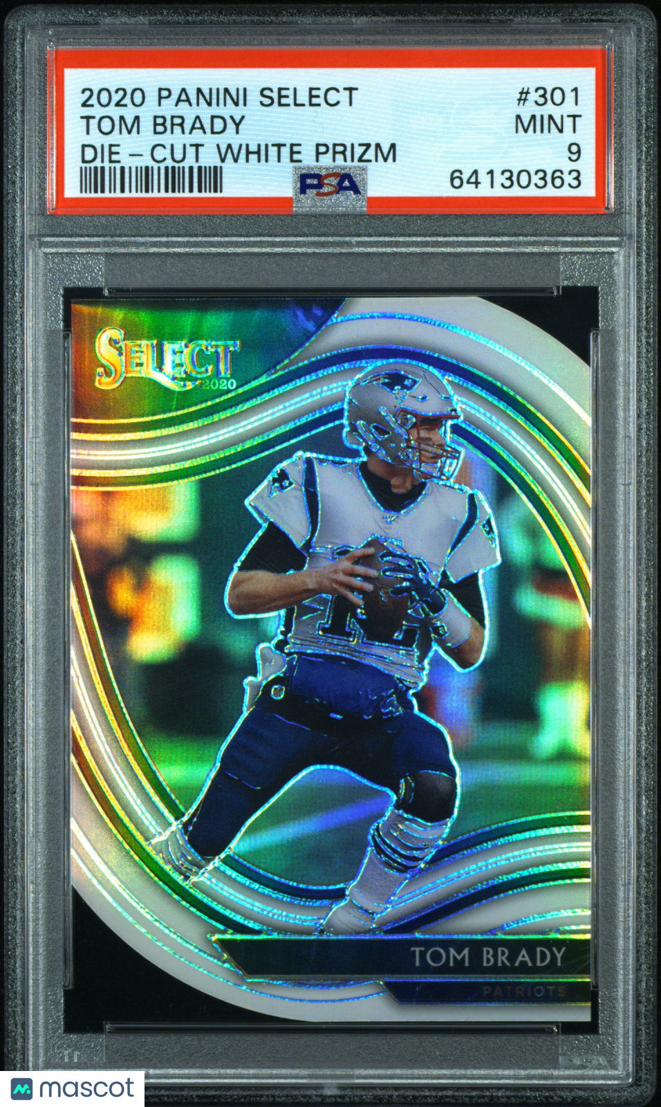 Tom Brady 2020 Panini Select Die Cut White Prizm #301 PSA 9