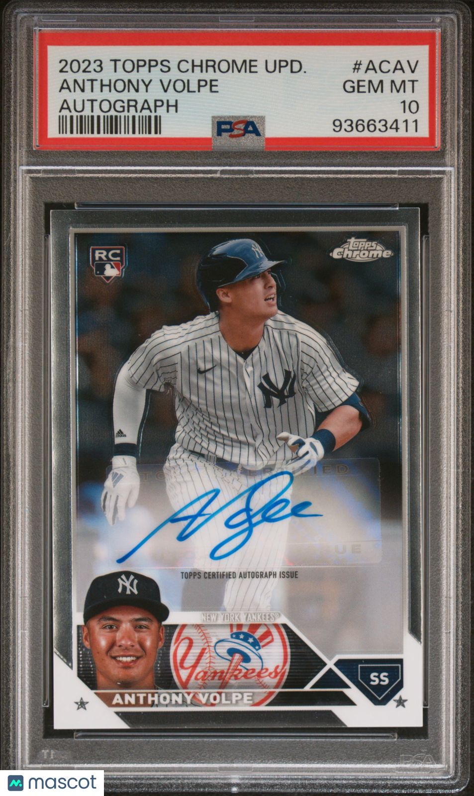 Anthony Volpe 2023 Topps Chrome Update Autograph #ACAV PSA 10