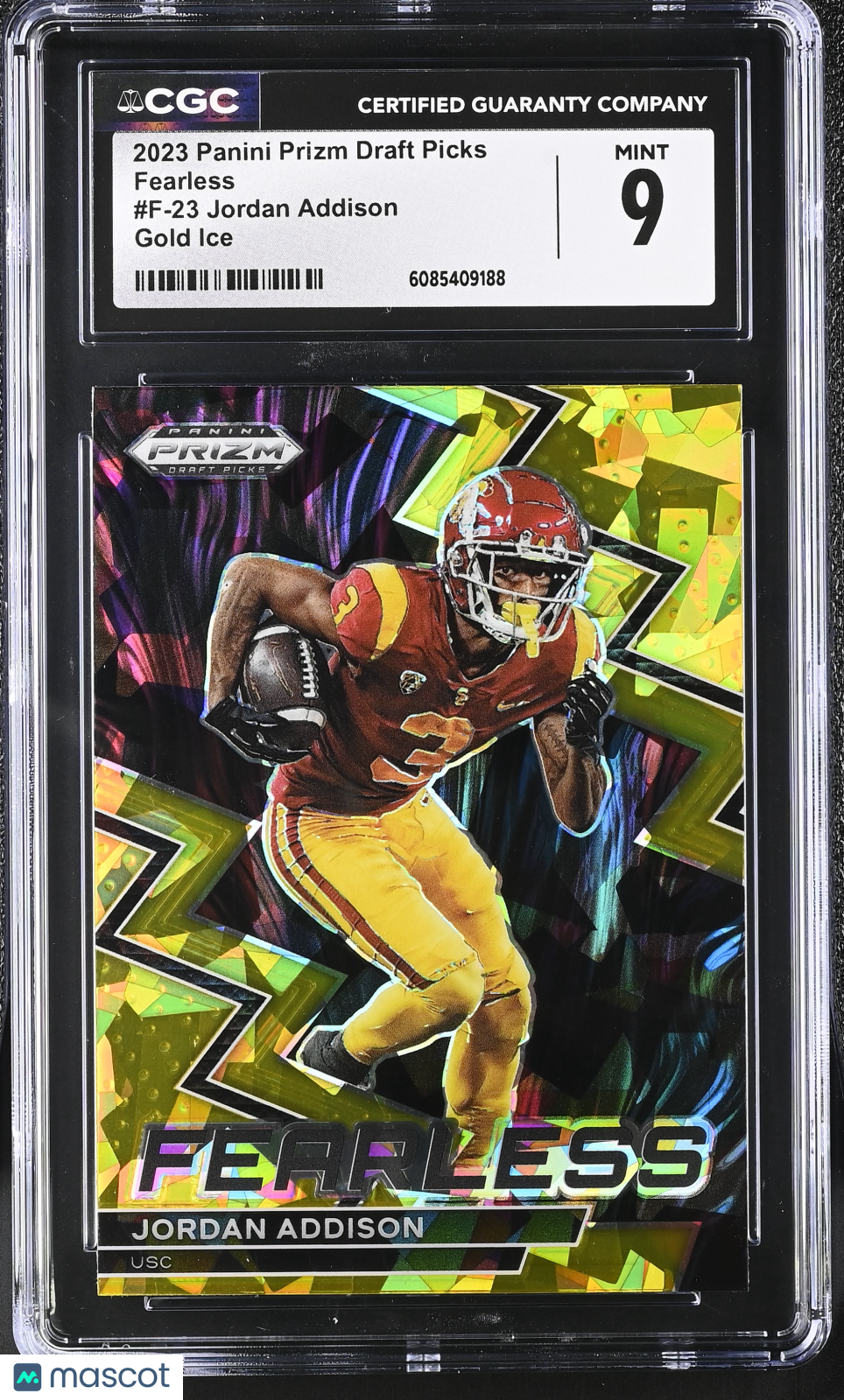 Jordan Addison 2023 Panini Prizm Draft Picks Gold Ice #F-23 CGC 9