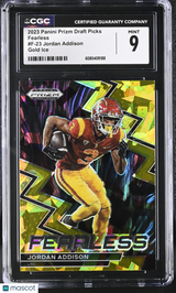Jordan Addison 2023 Panini Prizm Draft Picks Gold Ice #F-23 CGC 9