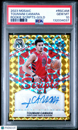 Toumani Camara 2023-24 Panini Mosaic Rookie Scripts Gold #RS-CAM #/10 PSA 10