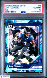 Zay Flowers 2024 Panini Donruss Optic Ice #15 2/15 PSA 10