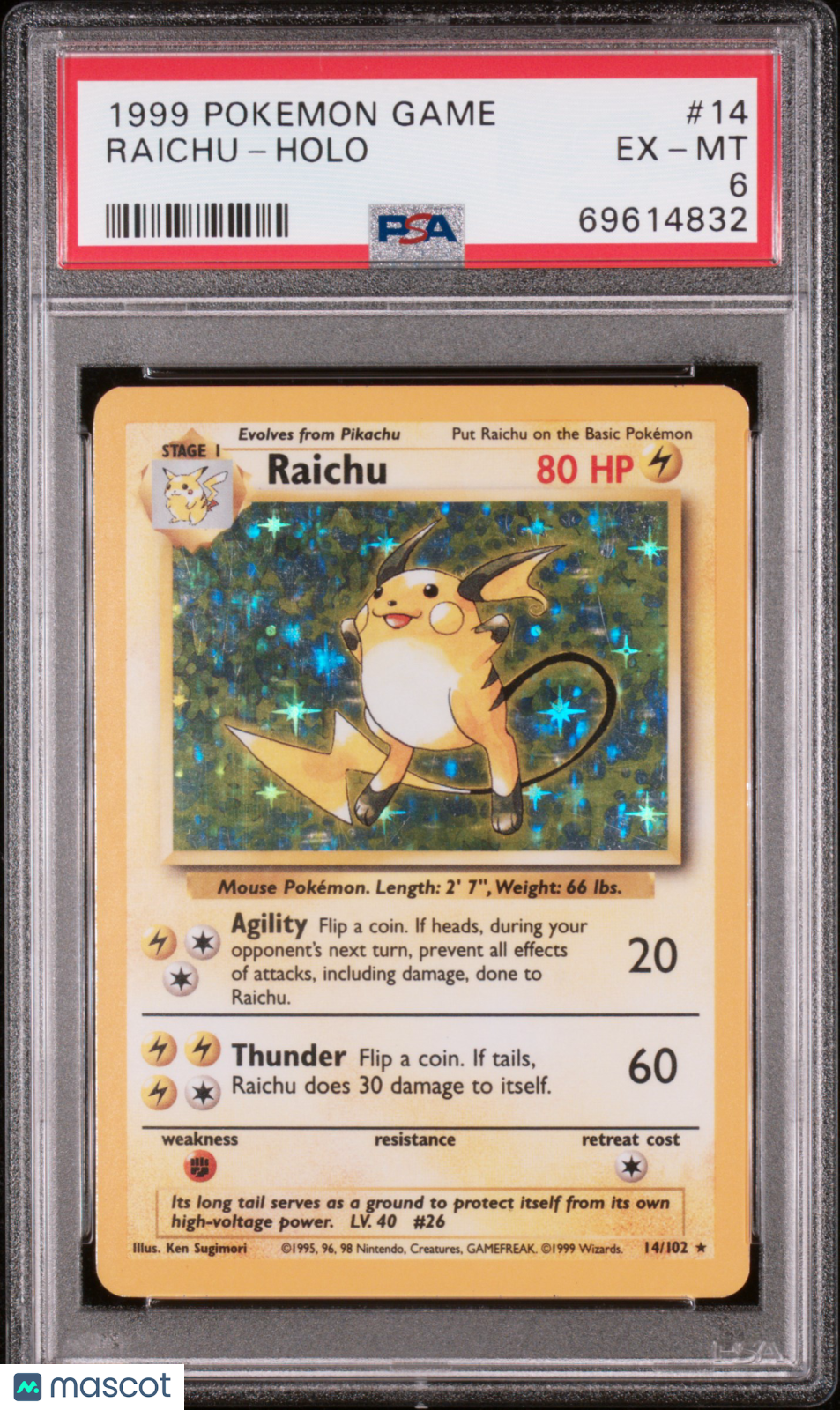 Raichu 1999 Pokemon Game #14 Holo PSA 6