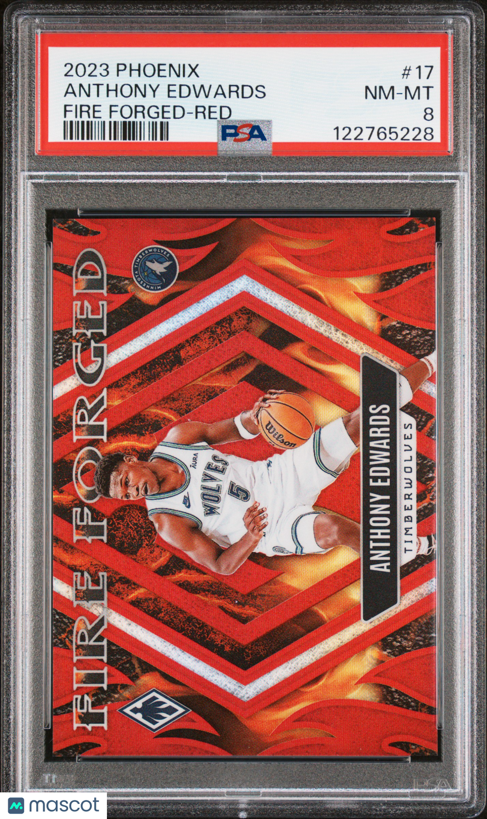 Anthony Edwards 2023 Panini Phoenix Fire Forged Red #17 PSA 8