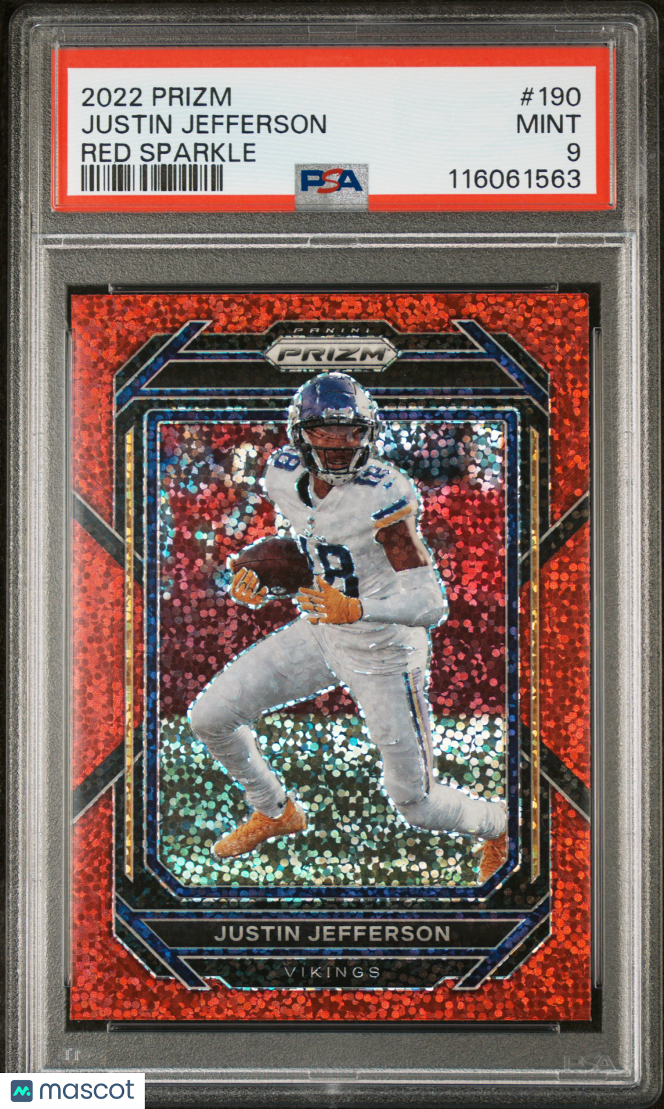 Justin Jefferson 2022 Panini Prizm Red Sparkle #190 PSA 9