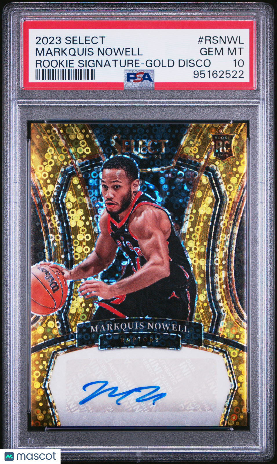 Markquis Nowell 2023-24 Select Rookie Signatures Gold Disco #RS-NWL #/10 PSA 10