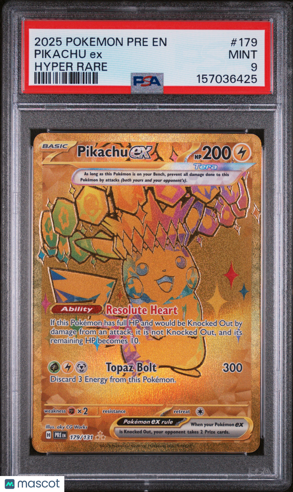 Pikachu EX 2025 Pokemon Pre EN-Prismatic Evolutions #179 PSA 9