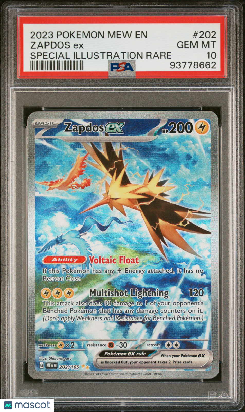 Zapdos ex SV: Scarlet & Violet 151 #202/165 PSA 10