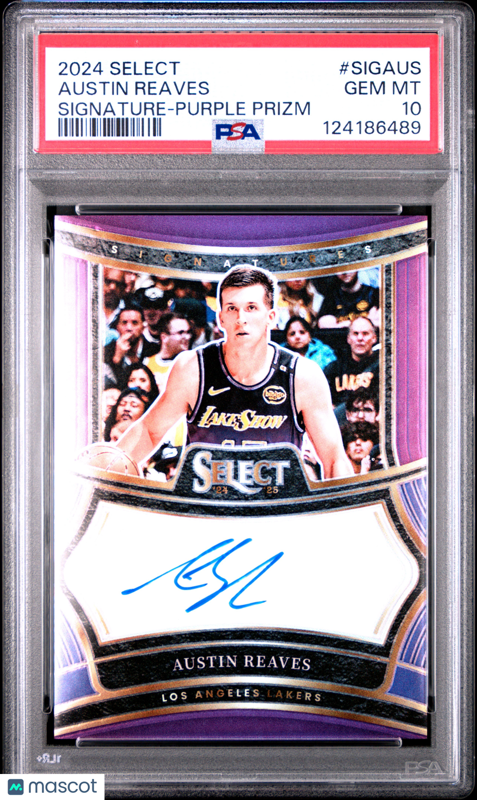Austin Reaves 2024 Panini Select Signatures Purple Prizm #SIGAUS /75 PSA 10
