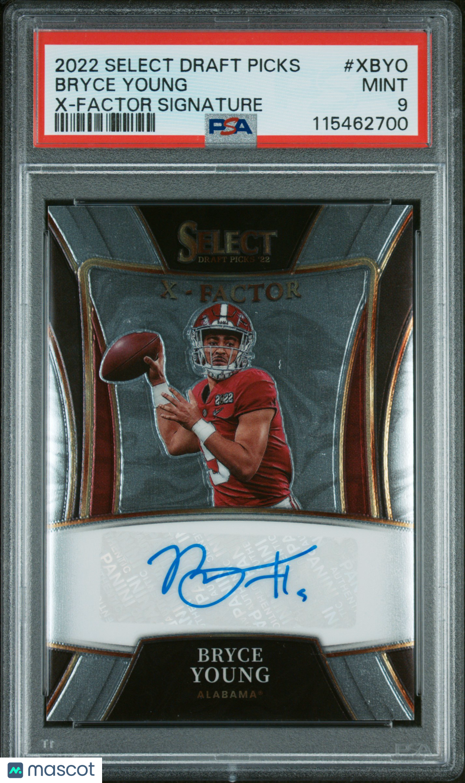 Bryce Young 2022 Panini Select Draft Picks X-Factor Signatures #XBYO PSA 9