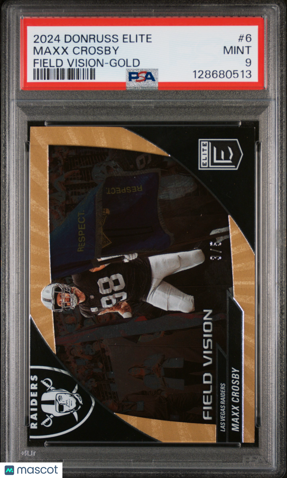 Maxx Crosby 2024 Panini Donruss Elite Field Vision Gold #6 3/5 PSA 9