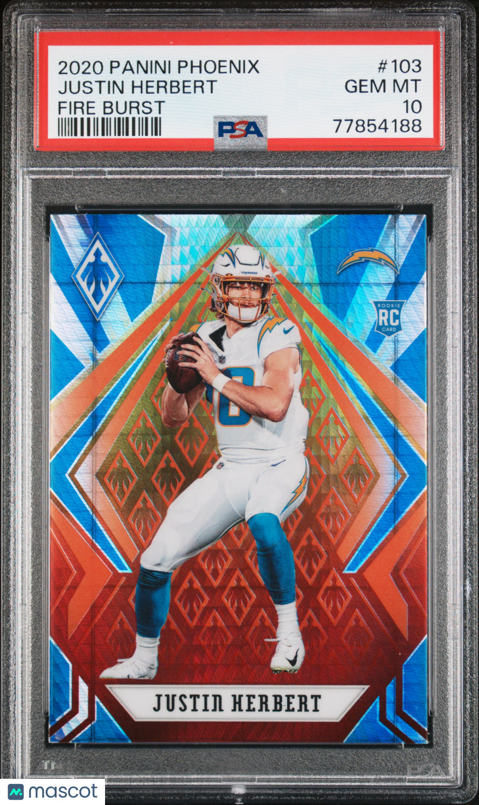 Justin Herbert 2020 Panini Phoenix Fire Burst #103 PSA 10