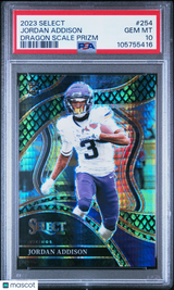 Jordan Addison 2023 Panini Select Dragon Scale Prizm #254 24/70 PSA 10