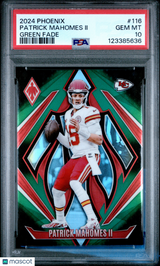 Patrick Mahomes II 2024 Panini Phoenix Green Fade #116 26/199 PSA 10