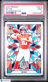 Bo Nix 2024 Panini Mosaic Stained Glass #SG-19 PSA 9