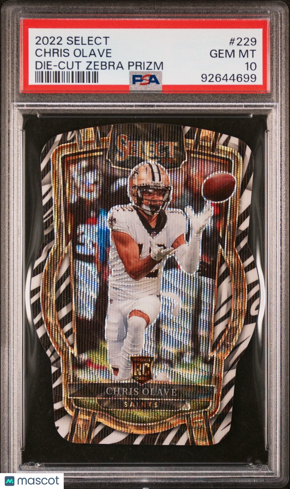 Chris Olave 2022 Panini Select Die Cut Zebra Prizm #229 PSA 10