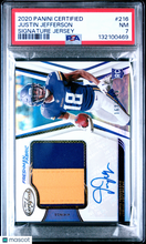 Load image into Gallery viewer, Justin Jefferson 2020 Panini Certified Signature Jersey #216 /249 PSA 7
