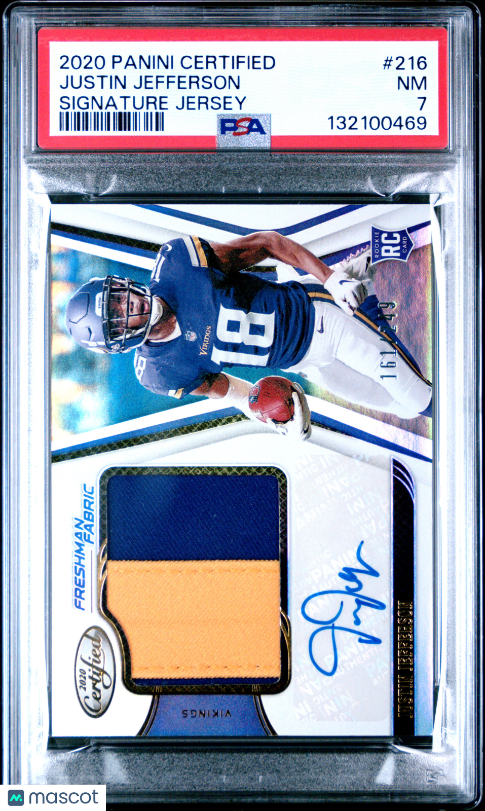 Justin Jefferson 2020 Panini Certified Signature Jersey #216 /249 PSA 7