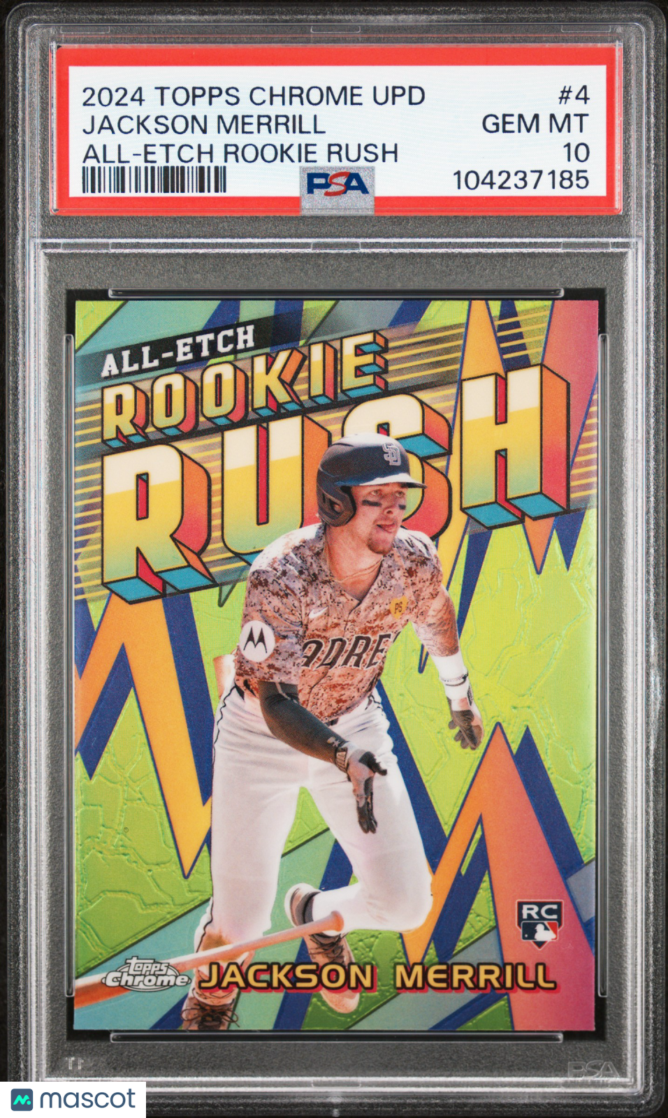 Jackson Merrill 2024 Topps Chrome Upd All-Etch Rookie Rush #CAERU-4 PSA 10