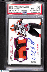Nick Chubb 2018 Panini Flawless Rookie Patch Autographs Ruby #RPA-NC #/15 PSA 8