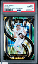 Load image into Gallery viewer, Bo Nix 2024 Panini Select Green &amp; Yellow Shock #117 PSA 10
