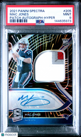 Mac Jones 2021 Panini Spectra Rookie Patch Autographs Hyper #205 #/60 PSA 9