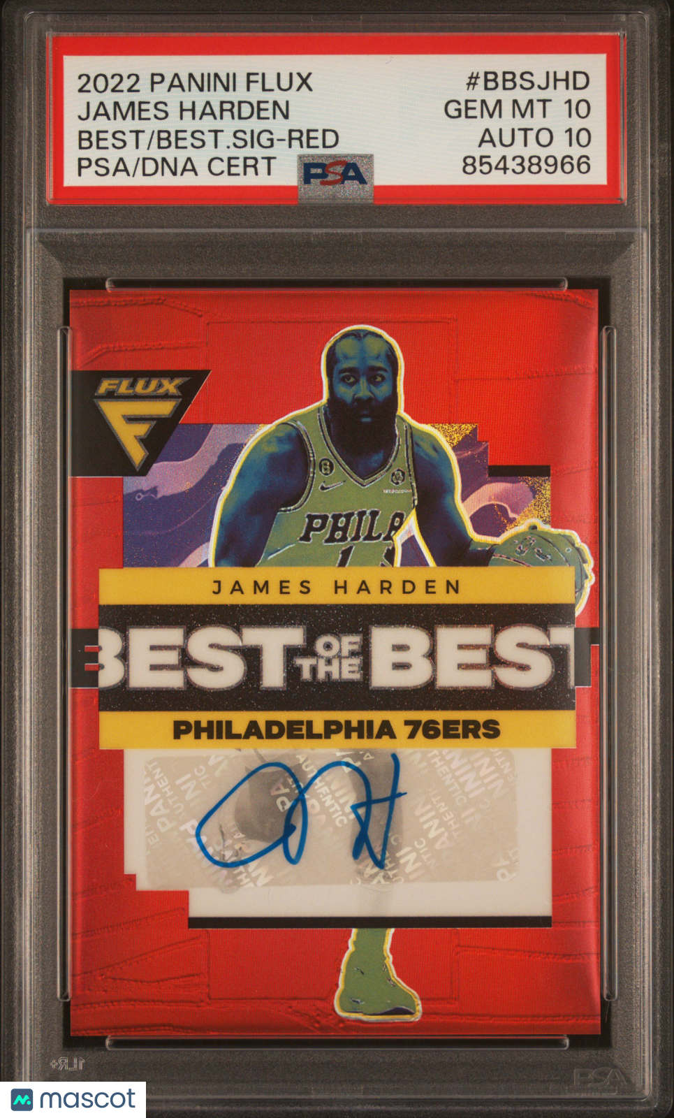 James Harden 2022-23 Flux Best of the Best Signatures Red #BBS-JHD #/49 PSA 10