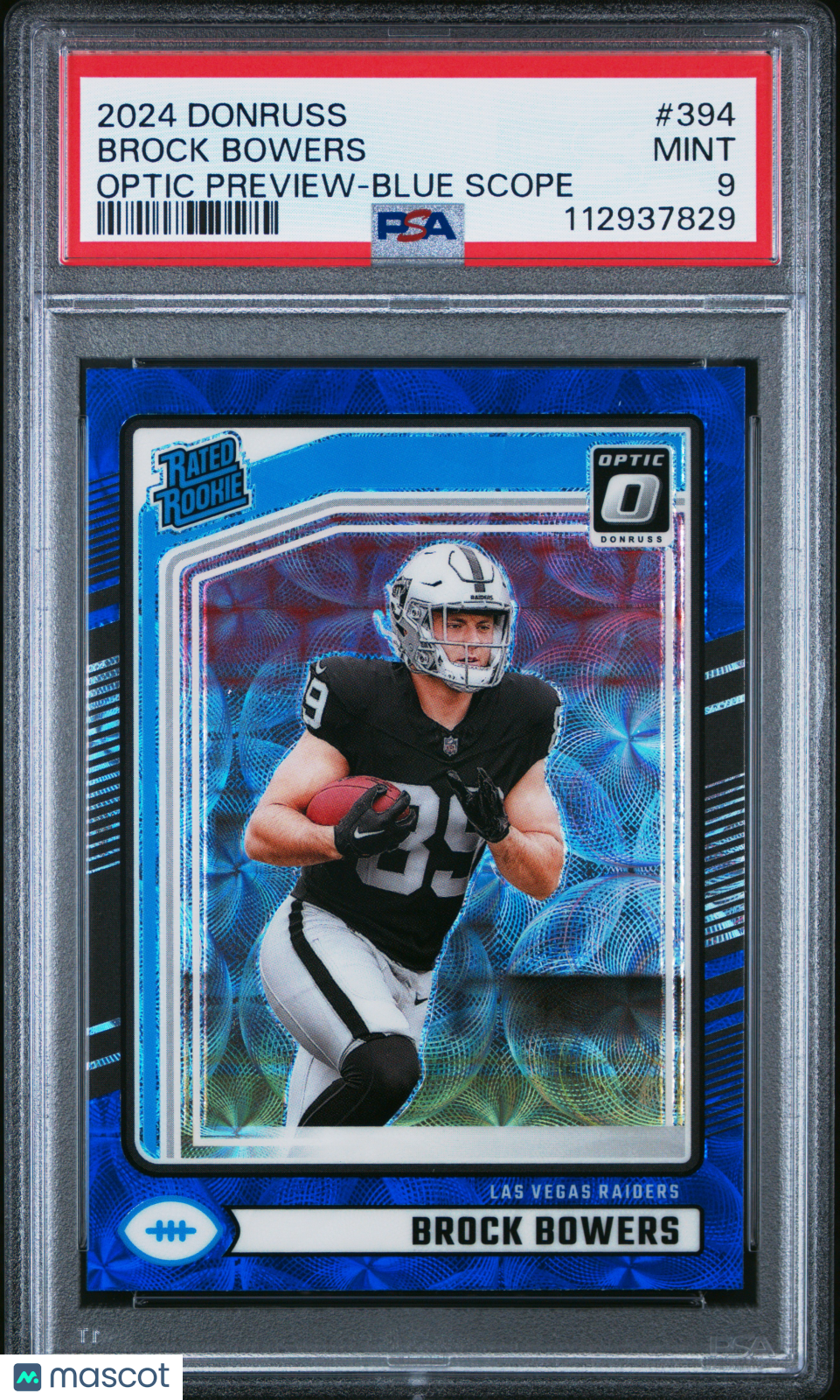 Brock Bowers 2024 Panini Donruss Optic Preview Blue Scope #394 PSA 9