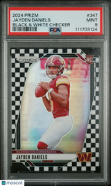 Jayden Daniels 2024 Panini Prizm Black & White Checker #347 PSA 9