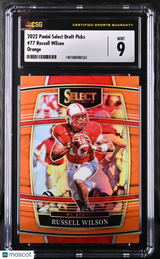Russell Wilson 2022 Panini Select Draft Picks Orange #77 /49 CGC 9