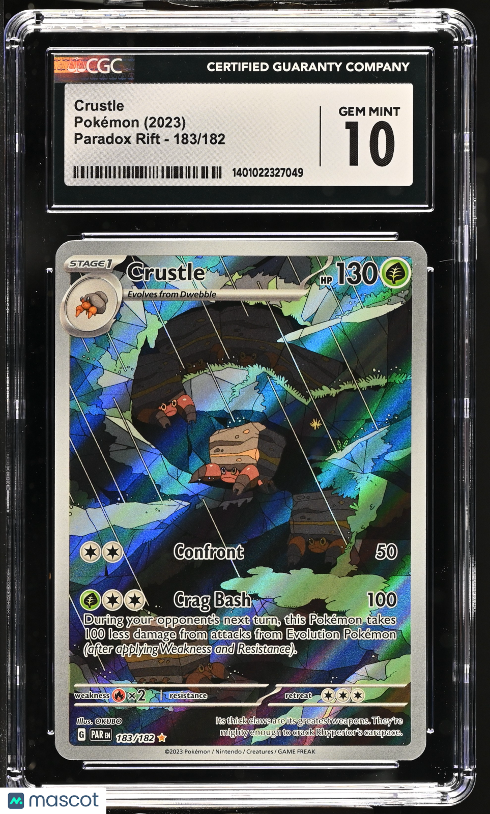 Crustle 2023 Pokemon Paradox Rift #183/182 Illustration Rare Holo CGC 10