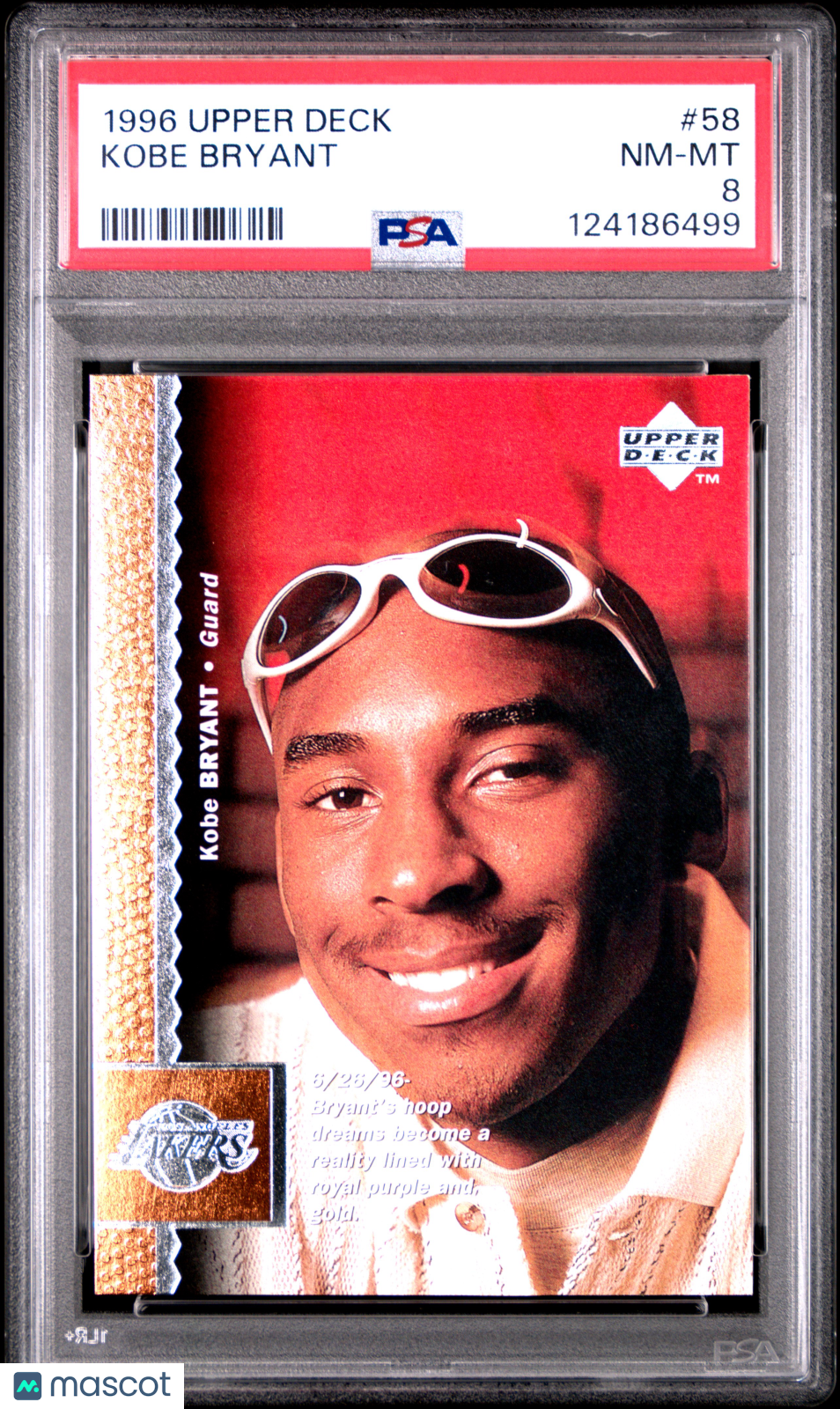 Kobe Bryant 1996 Upper Deck #58 PSA 8