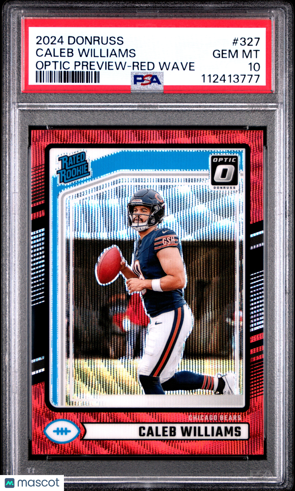 Caleb Williams 2024 Panini Donruss Optic Preview Red Wave #327 PSA 10