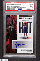 Zion Williamson 2019-20 Hoops Hot Signatures Rookies #HR-ZWL PSA 9