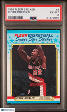 Load image into Gallery viewer, Clyde Drexler 1988 Fleer Sticker #3 PSA 6
