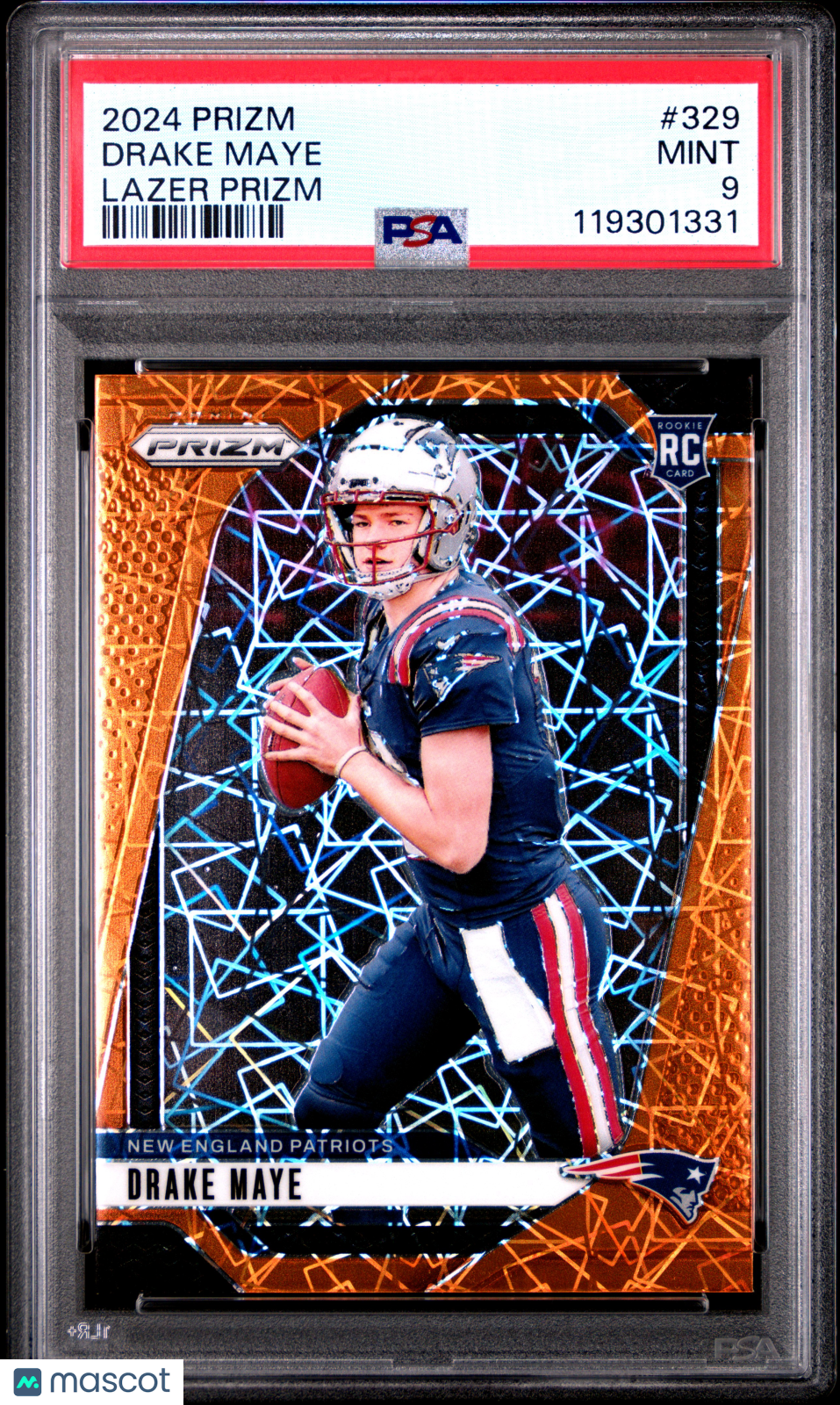 Drake Maye 2024 Panini Prizm Lazer #329 PSA 9