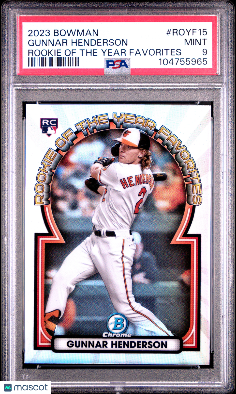 Gunnar Henderson 2023 Bowman Rookie Of The Year Favorites #ROYF15 PSA 9