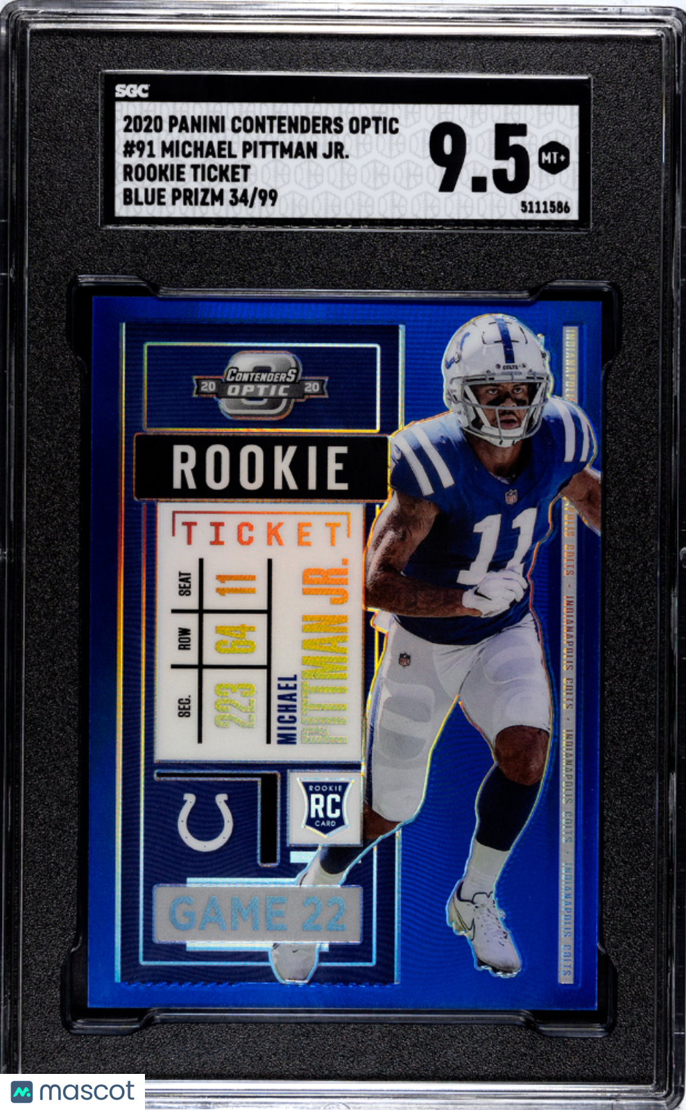 Michael Pittman Jr 2020 Panini Contenders Optic Blue #91 /99 SGC 9.5