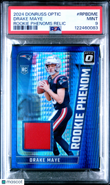 Drake Maye 2024 Panini Donruss Optic Rookie Phenoms Relics #RPBDME PSA 9