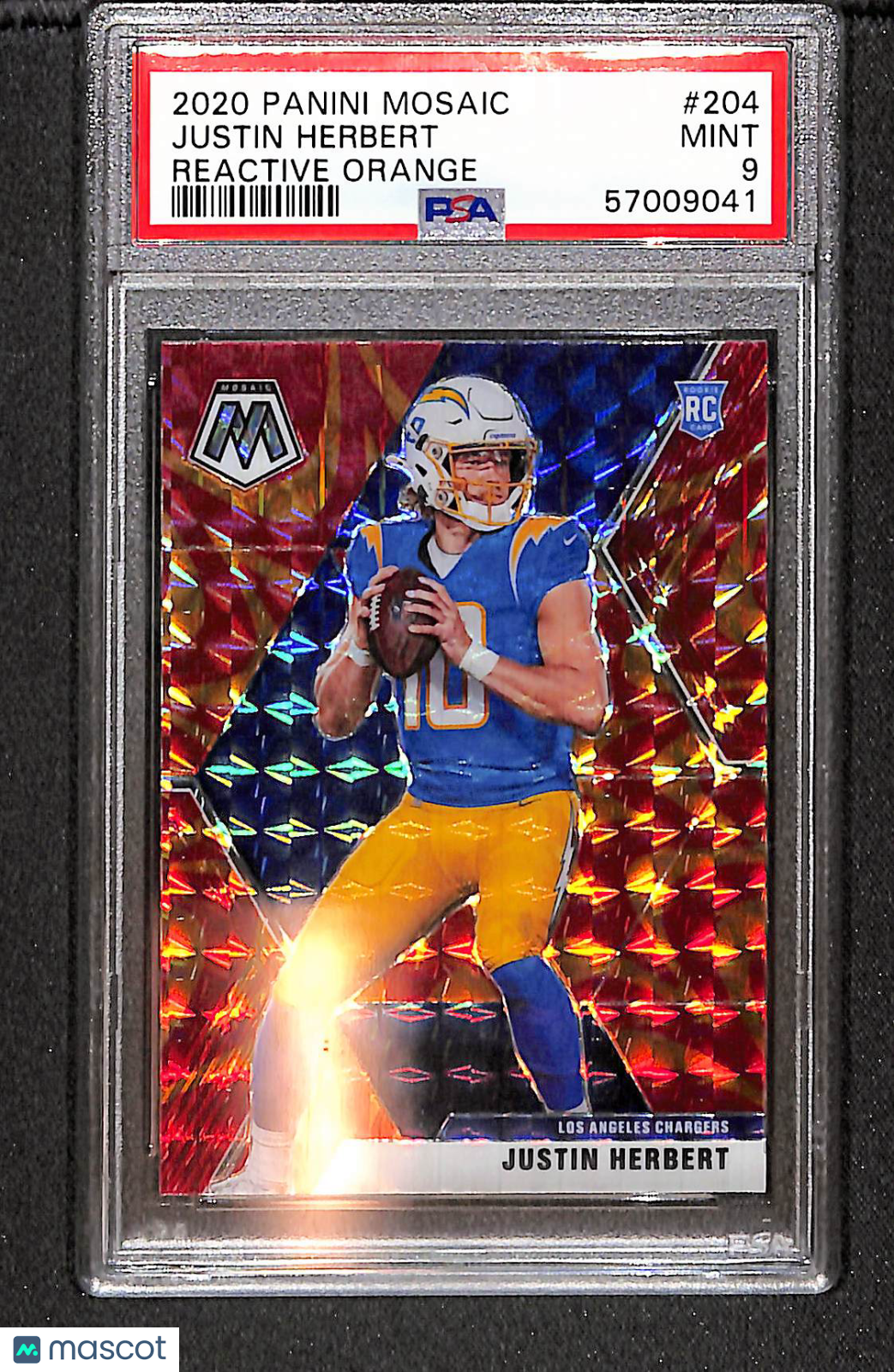 Justin Herbert 2020 Panini Mosaic Prizm Reactive Orange #204 PSA 9