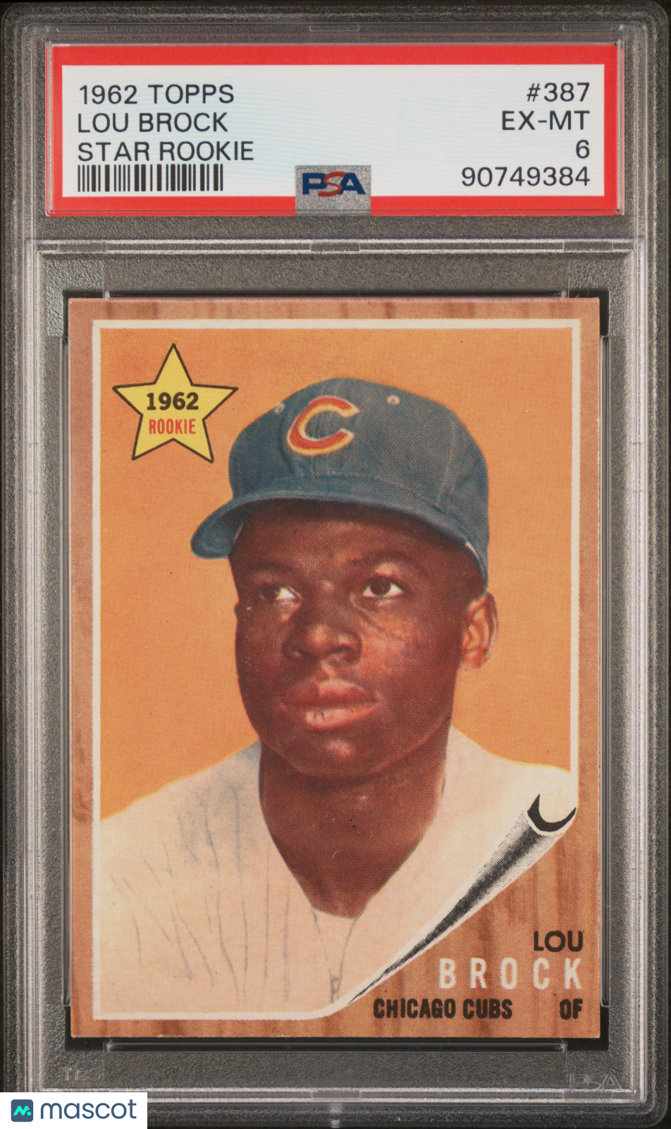 Lou Brock 1962 Topps Star Rookie #387 PSA 6