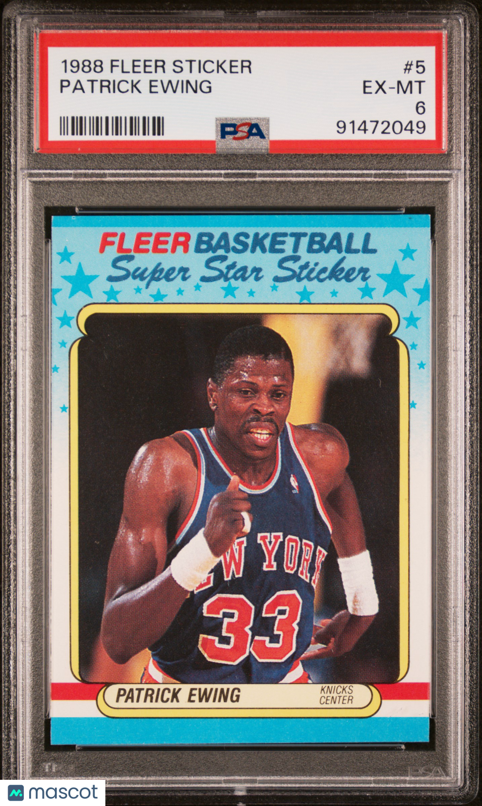 Patrick Ewing 1988 Fleer Sticker #5 PSA 6