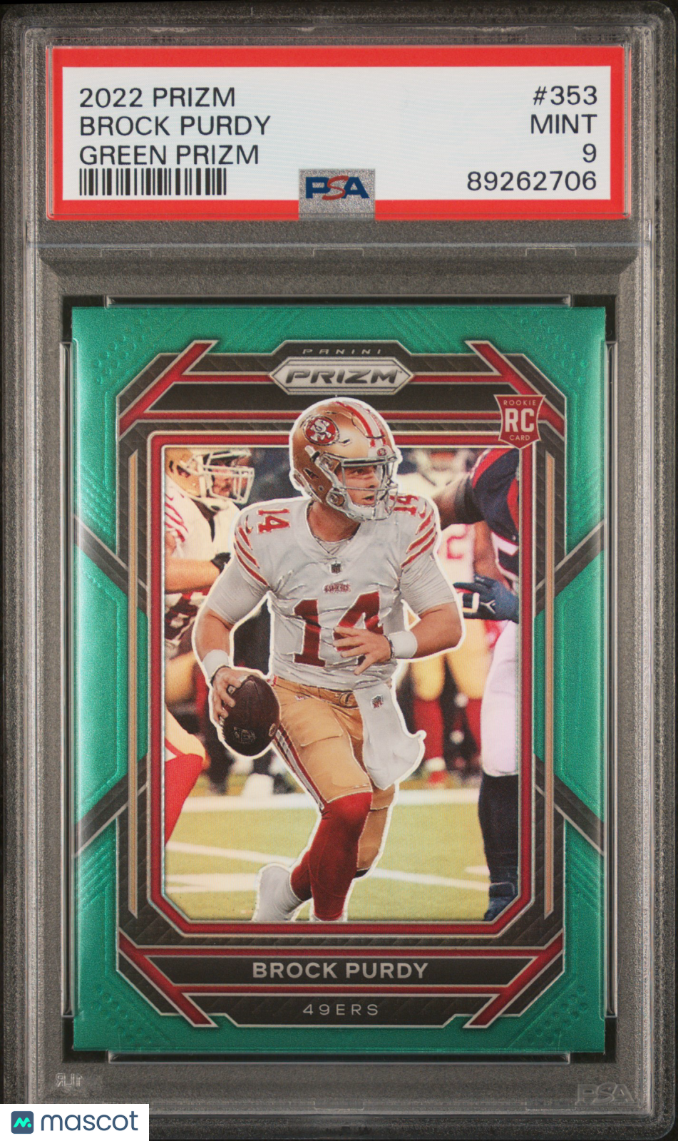Brock Purdy 2022 Panini Prizm Green #353 PSA 9